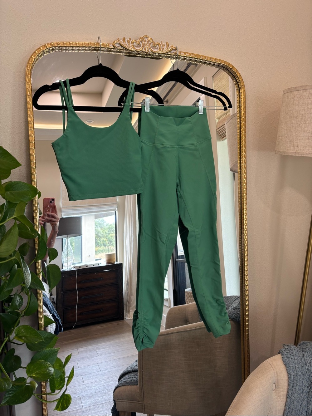WILO Green Ribbed Cropped Tank & High-Waist Legging Set
